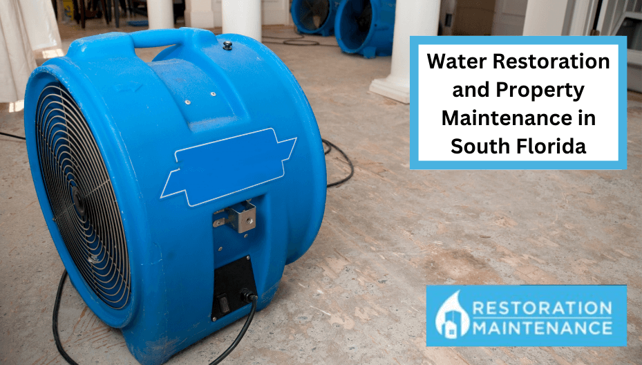 Flood Damage Recovery A blue water tank sitting on the ground.